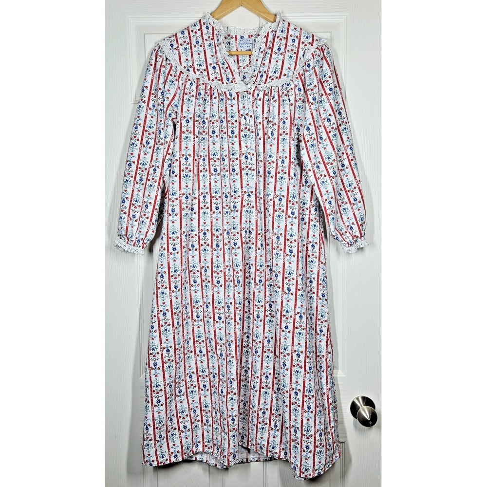 Lanz of Salzburg Cotton Flannel Nightgown Women S Granny Cottagecore Cozy Warm